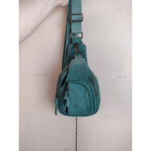 Free People Hudson Sling Bag Turquoise Boho Utility Travel Spring Suede Green